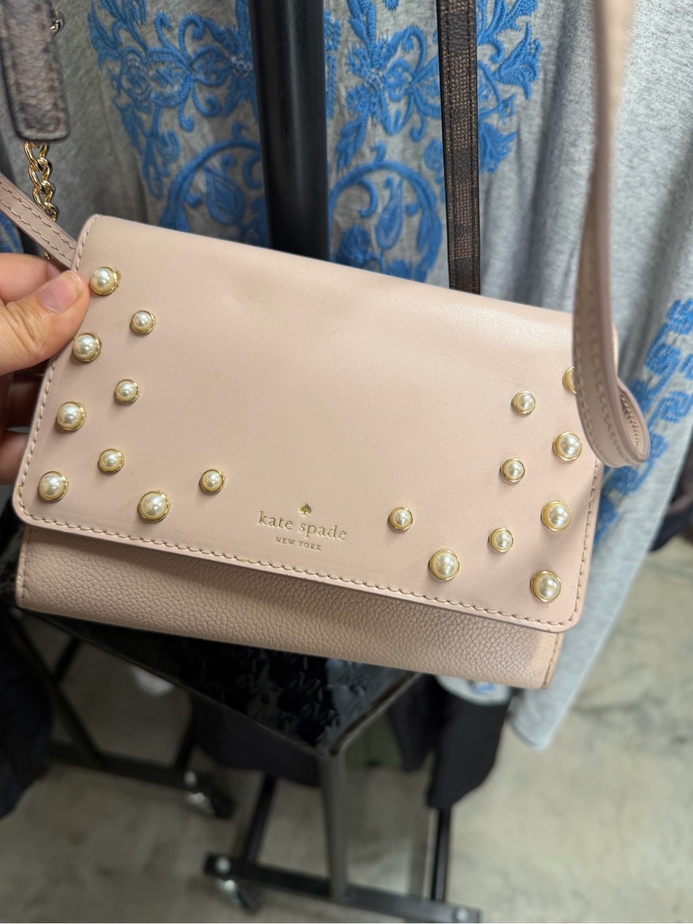 kate spade Pale Pink Pearl-Accent Crossbody Bag